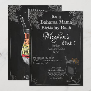 Invitación Bahama Mama Vintage Chalk 21st Birthday Bash