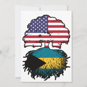 Invitación Bahamas Bandera de raíces bahameñas norteamericana