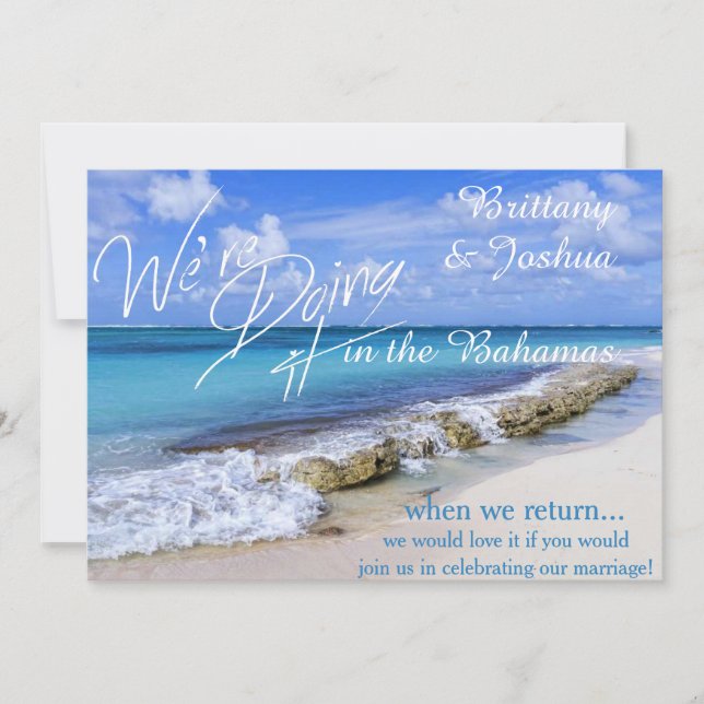 INVITACIÓN BAHAMAS BEACH SHORE BODA (Anverso)