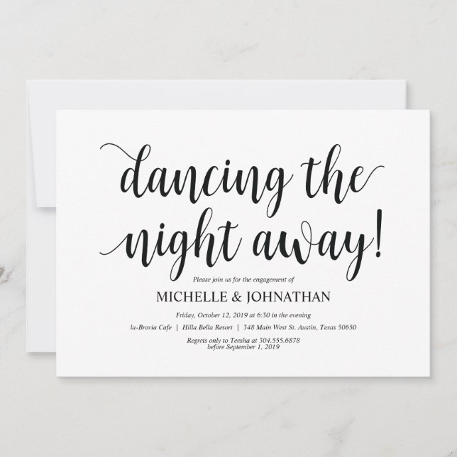 Invitación Bailando toda la noche, Engagement Party invita (Anverso)