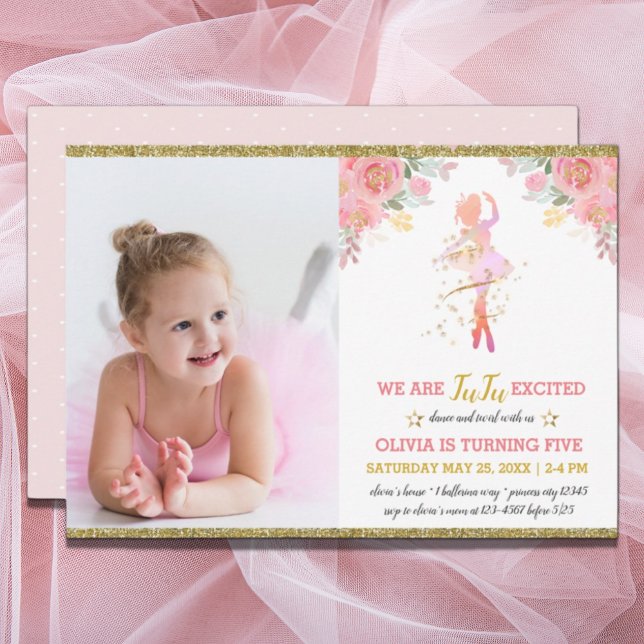 Invitación Bailarín de ballet Elegante foto de fiesta de cump (Subido por el creador)
