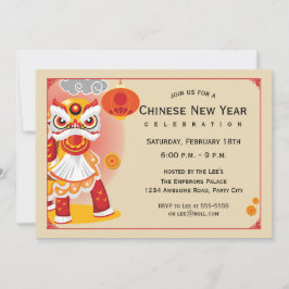 Invitación Bailarín de leones de Año Nuevo chino