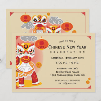 Invitación Bailarín de leones de Año Nuevo chino