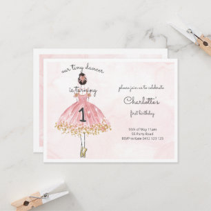 Invitación Bailarín pequeño de baloncesto rosa