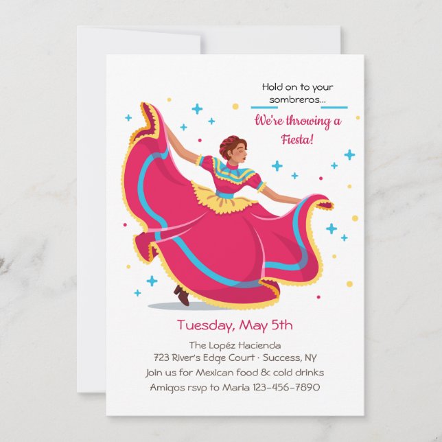 Invitación Bailarín popular mexicano (Anverso)