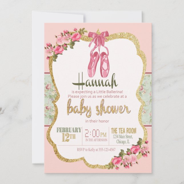 Invitación Bailarina Baby Shower (Anverso)