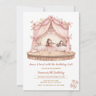 Invitación Bailarina baila y gira niña cumpleaños 5