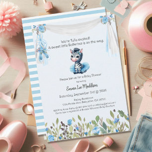 Invitación Bailarina Bebé Niña Shower Tutú Elegante Cebra