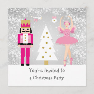Invitación Bailarina, cascanueces, árbol de navidad