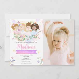 Invitación Bailarina Danza Giro Tutú De Ballet Fiesta De Cump