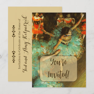 Invitación Bailarina Danza Verde Bailarina Borde Pintura de D