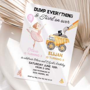 Invitación Bailarina de cumpleaños conjunto y fiesta de const