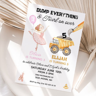 Invitación Bailarina de cumpleaños conjunto y fiesta de const