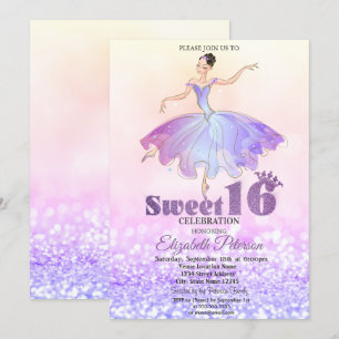 Invitación Bailarina elegante con brillo bokeh Cumpleaños dul