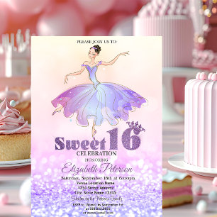 Invitación Bailarina elegante con brillo bokeh Cumpleaños dul