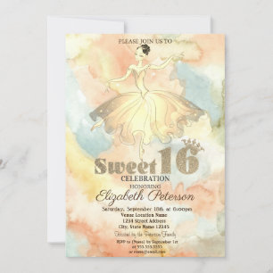 Invitación Bailarina elegante con salpicadura de acuarela Cum