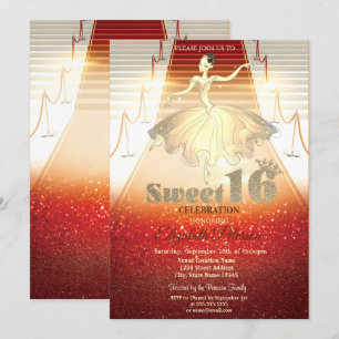 Invitación Bailarina elegante en alfombra roja Cumpleaños dul