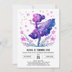 Invitación Bailarina en línea Ballerina Cumpleaños