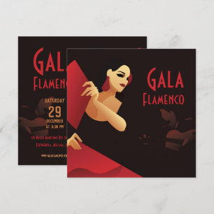 Invitación Bailarina española de flamenco con ventilador, neg