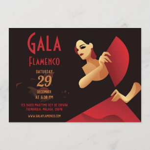 Invitación Bailarina española de flamenco con ventilador, neg