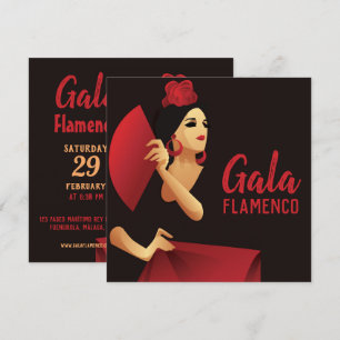 Invitación Bailarina española de flamenco con ventilador negr