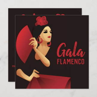 Invitación Bailarina española de flamenco con ventilador negr