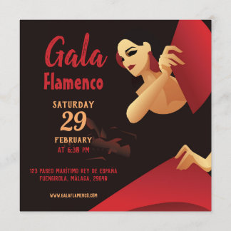 Invitación Bailarina española de flamenco con ventilador negr