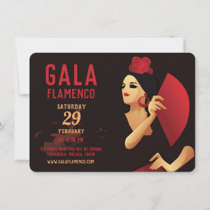 Invitación Bailarina española de flamenco con ventilador negr