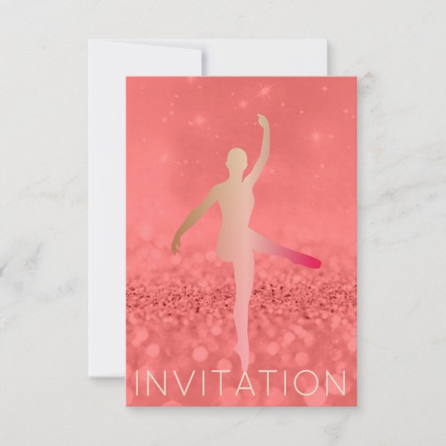 Invitación Bailarina moderna Piruette Pink Rubor Foxier (Anverso)