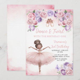 Invitación Bailarina Morada Cumpleaños 3