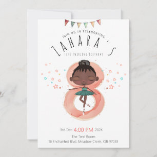 Invitación Bailarina Negra Cumpleaños 8