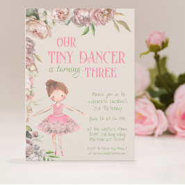 Invitación Bailarina pequeña Ballerina Tercer Cumpleaños