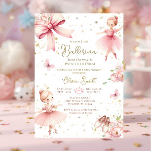 Invitación Bailarina Pequeña Rosa Está En Camino Baby Shower
