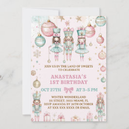 Invitación Bailarinas de rosa de Navidad Cumpleaños 1ST