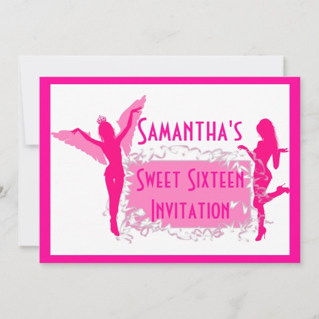 Invitación Bailarines rosas dulces dieciséis (Anverso)