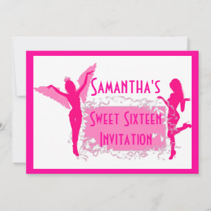 Invitación Bailarines rosas dulces dieciséis