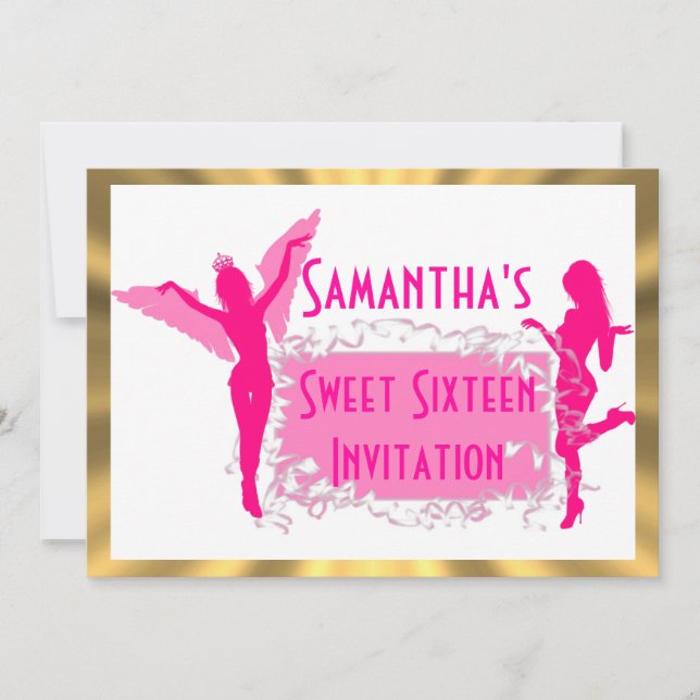 Invitación Bailarines rosas dulces dieciséis (Anverso)