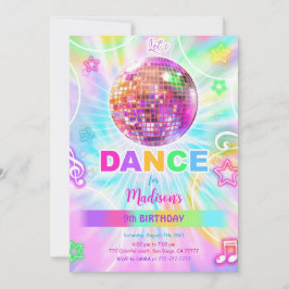 Invitación Baile arco iris Disco Fiesta Neon Glow