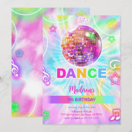 Invitación Baile arco iris Disco Fiesta Neon Glow