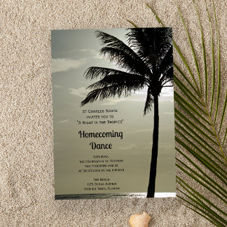 Invitación Baile casero de silueta de árbol de palmas