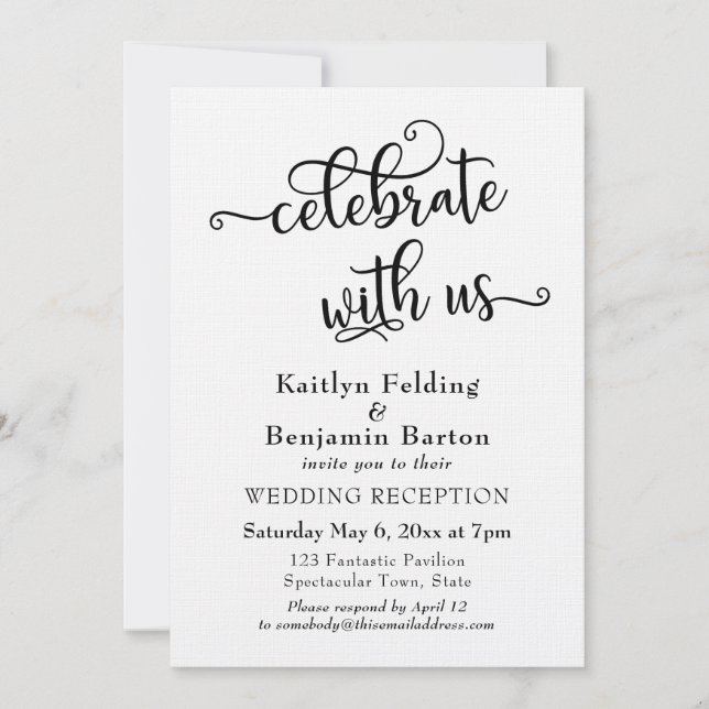 Invitación "Báile con Nosotros" Tipografía Boda Recepción 2 (Anverso)