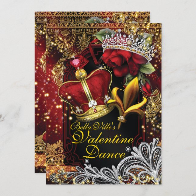 Invitación Baile de baile de baile de San Valentín en casa (Anverso / Reverso)