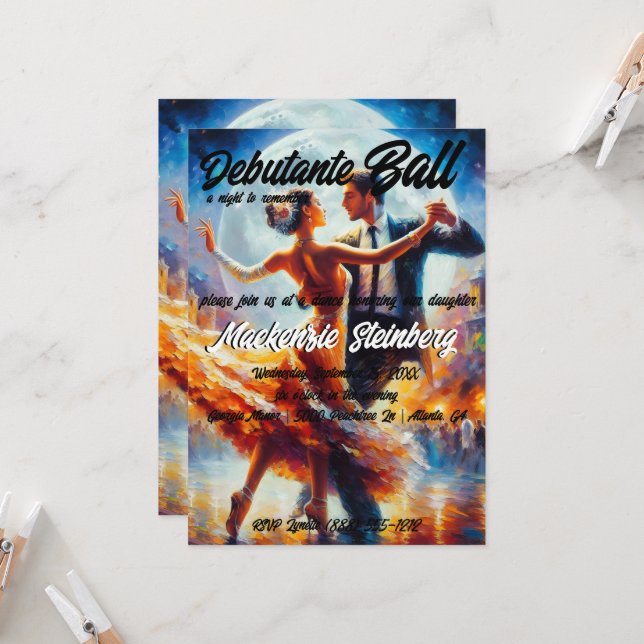 Invitación Baile de Debutante Cotillón Baile de Salón (Anverso/Reverso In Situ)