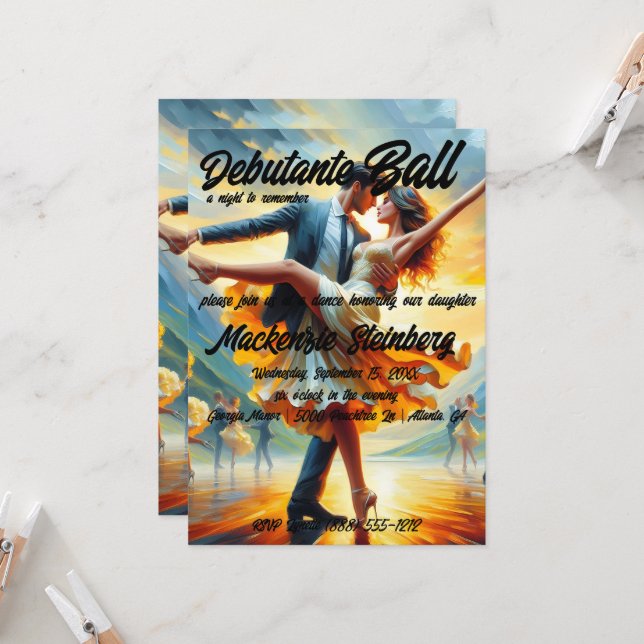 Invitación Baile de Debutante Cotillón Salón de Baile (Anverso/Reverso In Situ)