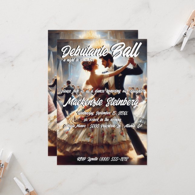 Invitación Baile de Debutante Cotillón Salón de Baile (Anverso/Reverso In Situ)