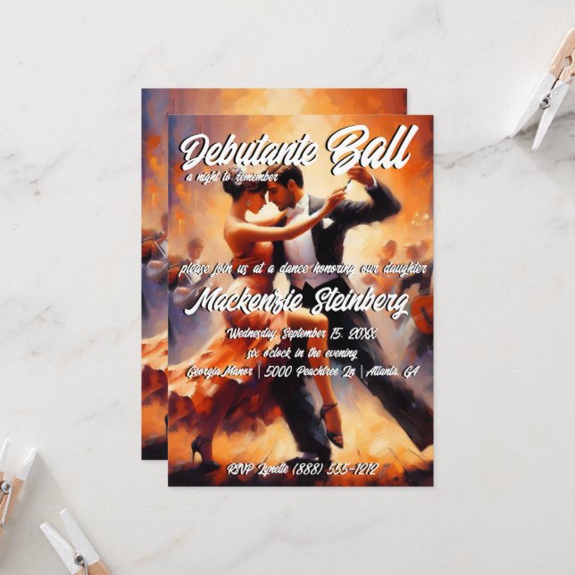 Invitación Baile de Debutante Cotillón Salón de Baile (Anverso/Reverso In Situ)