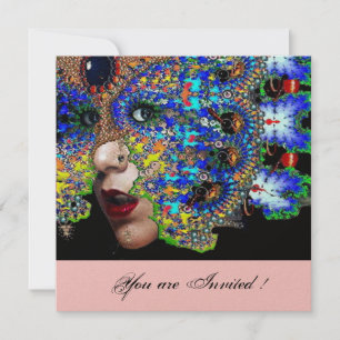 Invitación Baile de disfraces de máscara EFÍMERO, oro, rosa