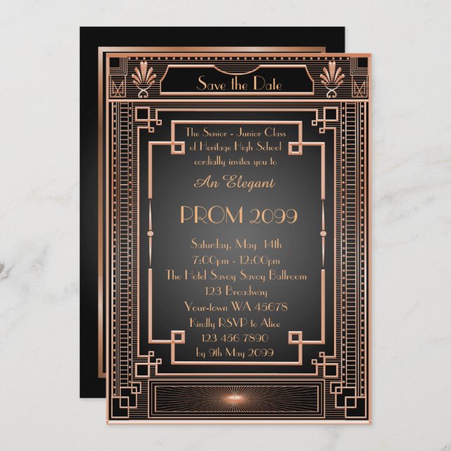 Invitación Baile de fin de curso Mayor-Menor, emperador (Anverso / Reverso)