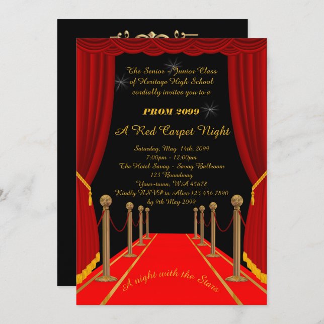 Invitación Baile de fin de curso Mayor-Menor, estilo de (Anverso / Reverso)