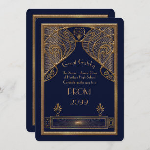 Invitación Baile de fin de curso Mayor-Menor, gran Gatsby,